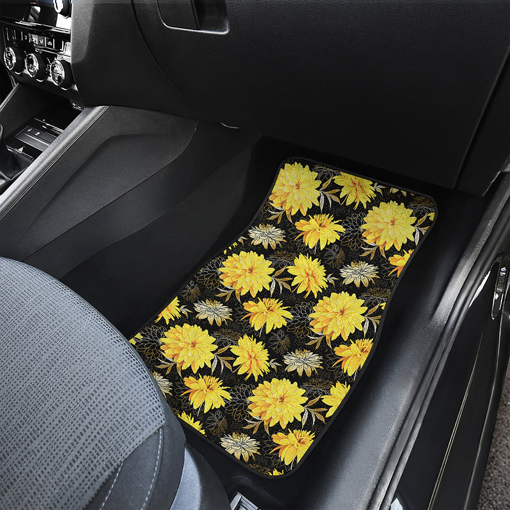 Gold And Yellow Floral Print Front Car Floor Mats