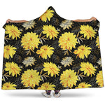 Gold And Yellow Floral Print Hooded Blanket