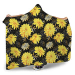 Gold And Yellow Floral Print Hooded Blanket