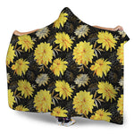 Gold And Yellow Floral Print Hooded Blanket