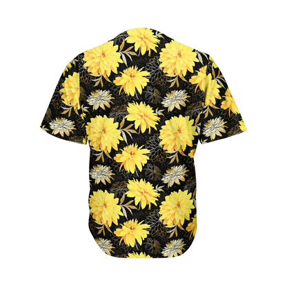 Gold And Yellow Floral Print Men's Baseball Jersey