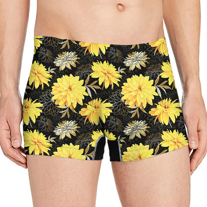 Gold And Yellow Floral Print Men's Boxer Briefs
