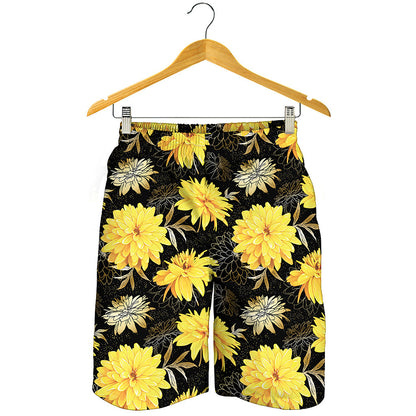 Gold And Yellow Floral Print Men's Shorts