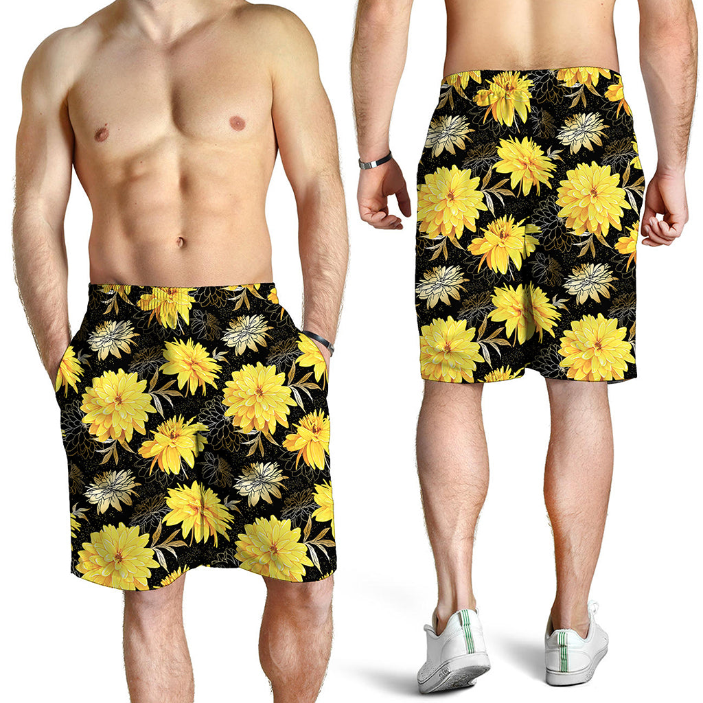 Gold And Yellow Floral Print Men's Shorts