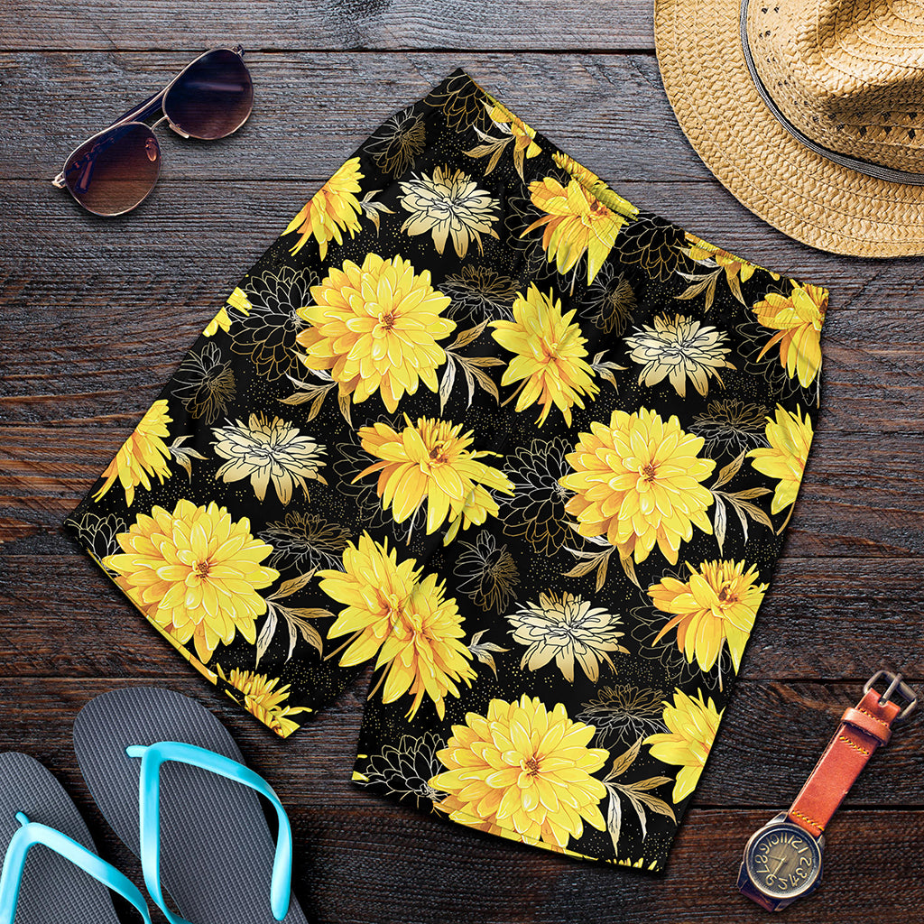 Gold And Yellow Floral Print Men's Shorts
