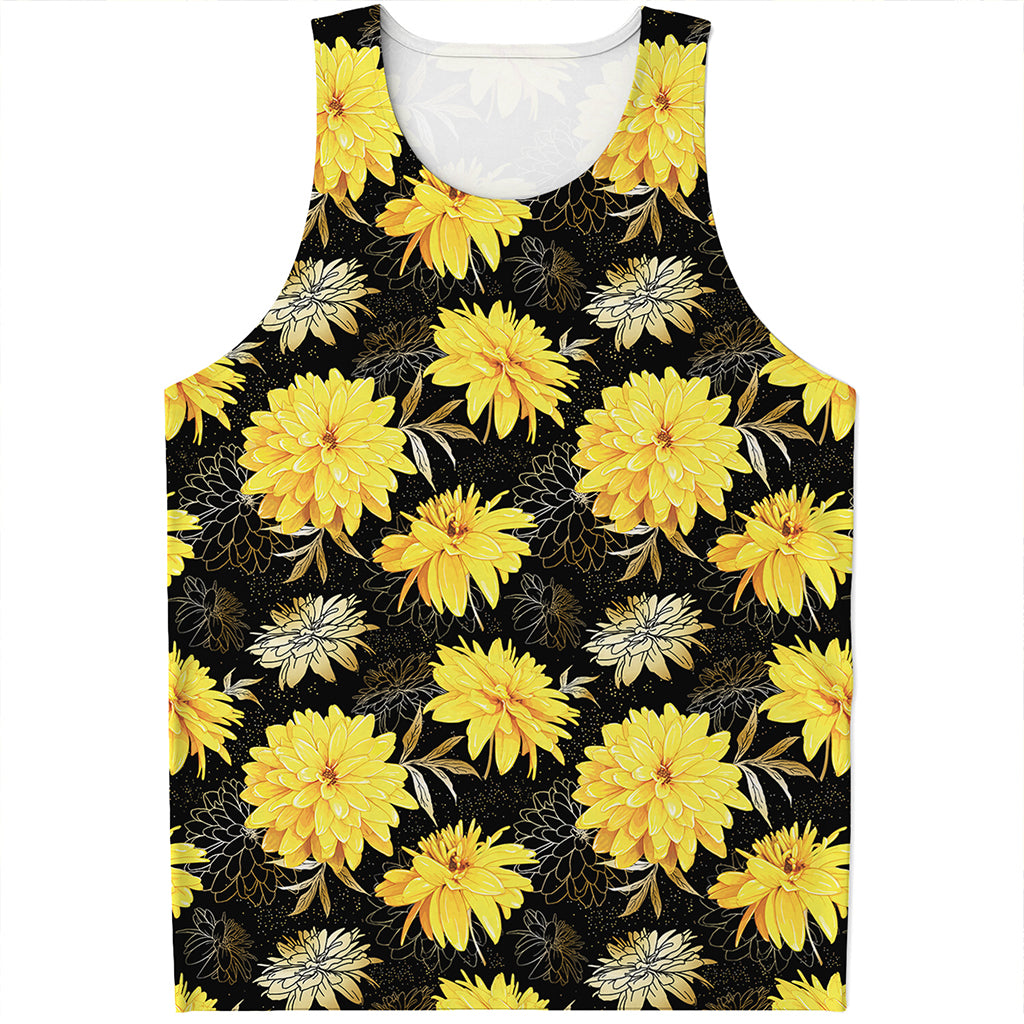 Gold And Yellow Floral Print Men's Tank Top