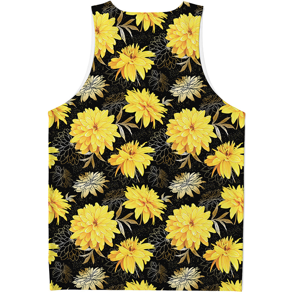 Gold And Yellow Floral Print Men's Tank Top