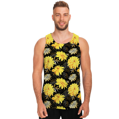 Gold And Yellow Floral Print Men's Tank Top