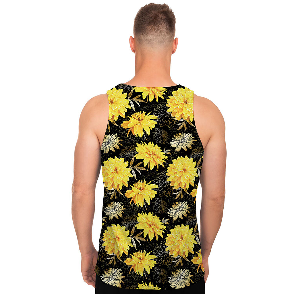 Gold And Yellow Floral Print Men's Tank Top