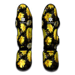 Gold And Yellow Floral Print Muay Thai Shin Guard