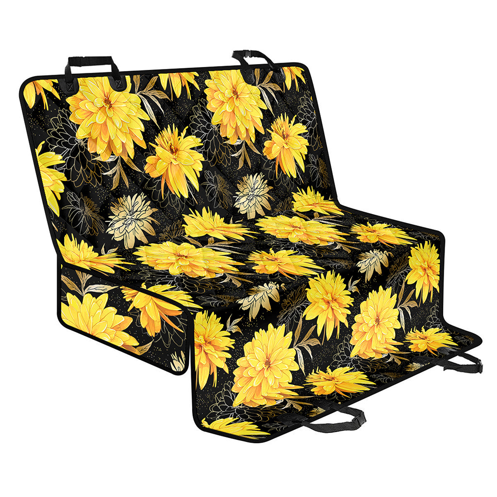Gold And Yellow Floral Print Pet Car Back Seat Cover