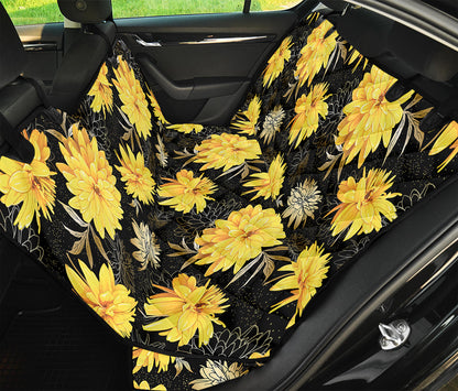 Gold And Yellow Floral Print Pet Car Back Seat Cover