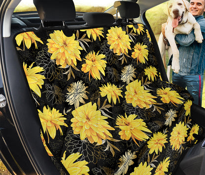 Gold And Yellow Floral Print Pet Car Back Seat Cover