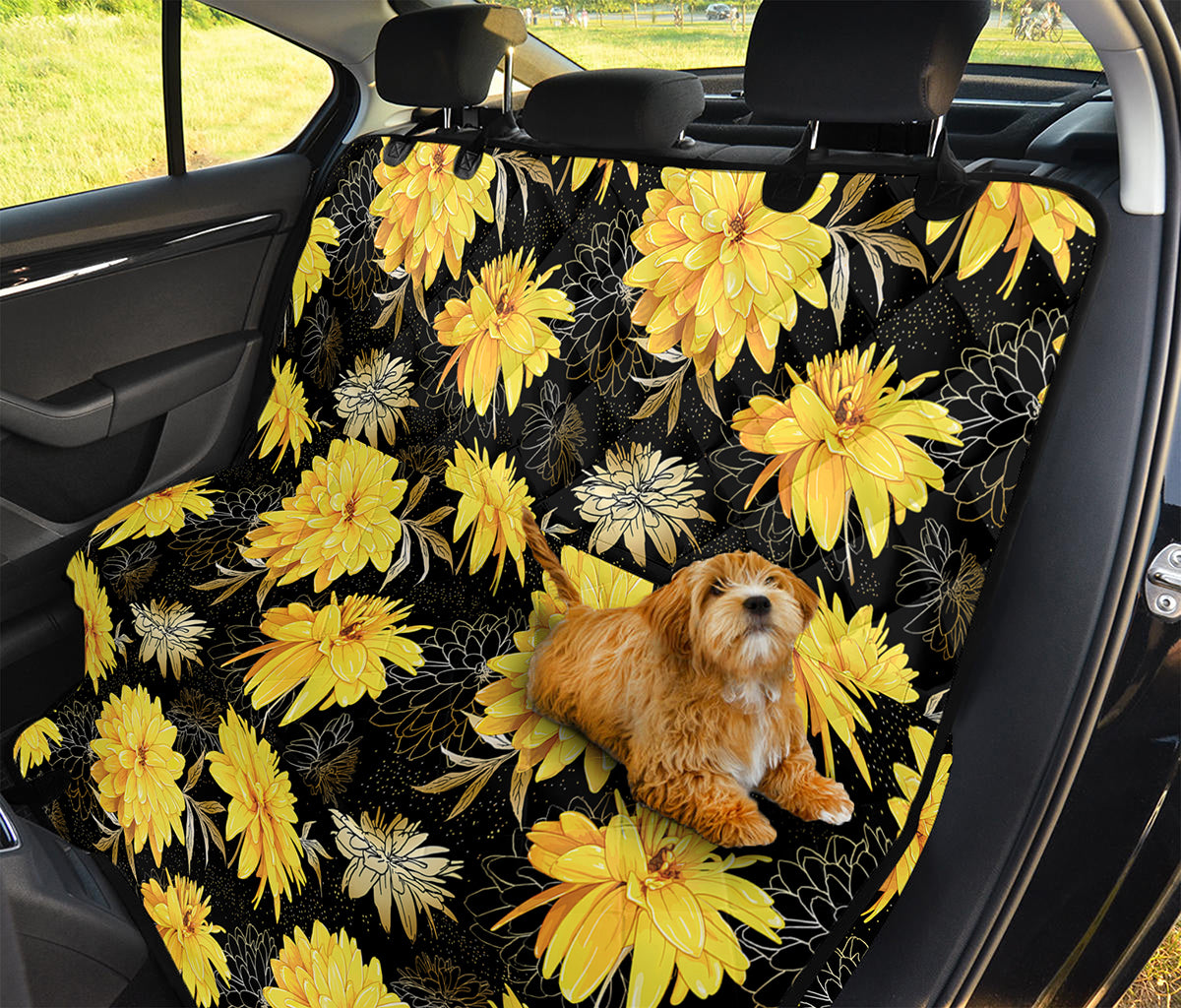Gold And Yellow Floral Print Pet Car Back Seat Cover