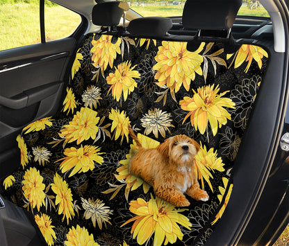 Gold And Yellow Floral Print Pet Car Back Seat Cover