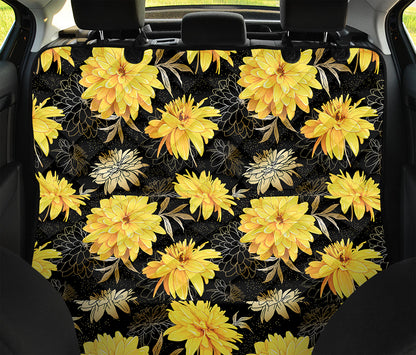 Gold And Yellow Floral Print Pet Car Back Seat Cover