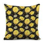 Gold And Yellow Floral Print Pillow Cover