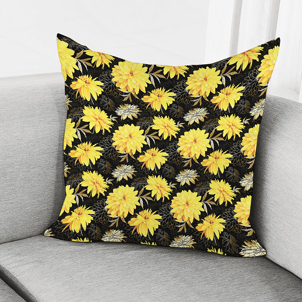 Gold And Yellow Floral Print Pillow Cover