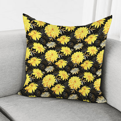 Gold And Yellow Floral Print Pillow Cover