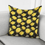 Gold And Yellow Floral Print Pillow Cover
