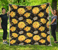 Gold And Yellow Floral Print Quilt