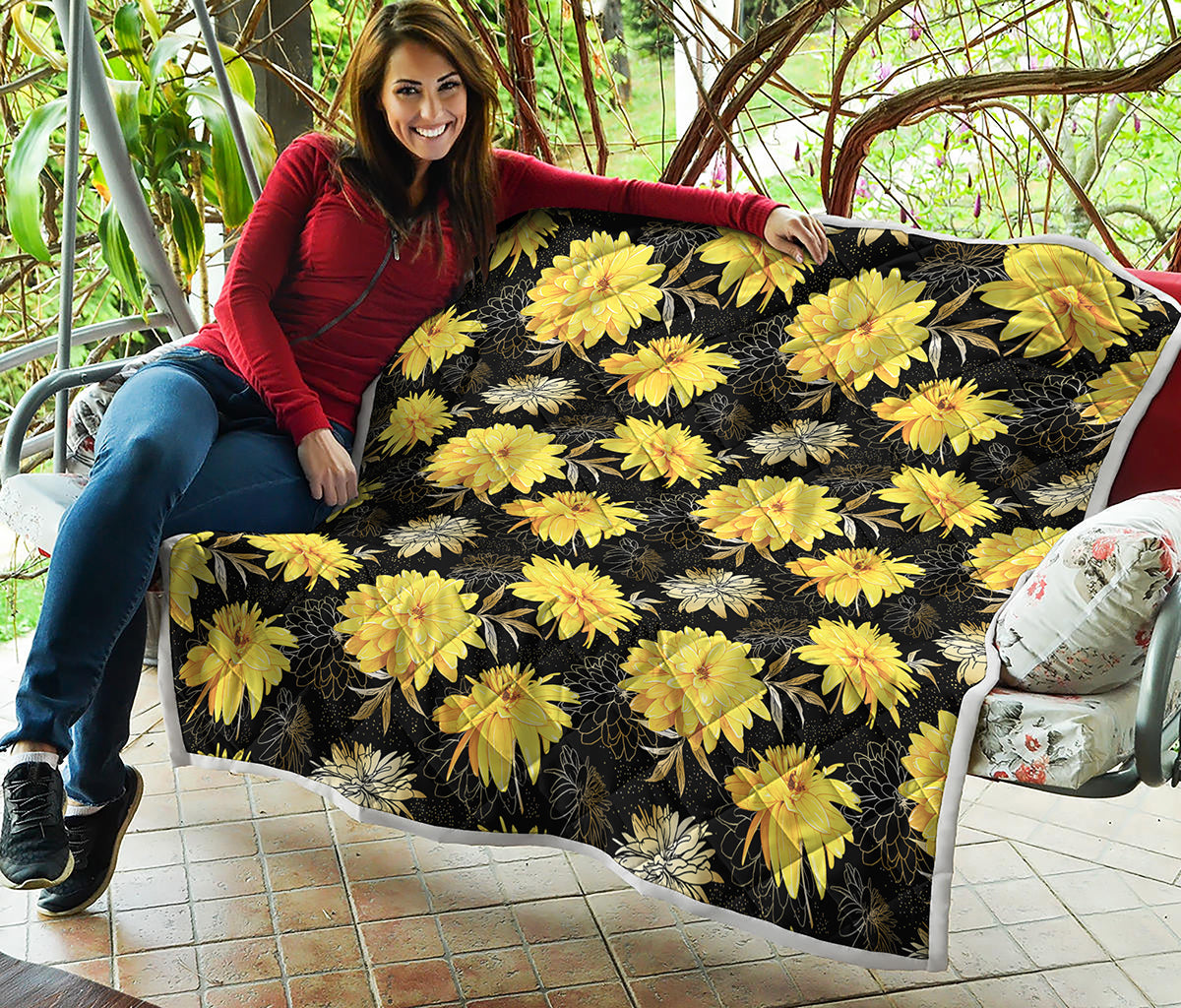 Gold And Yellow Floral Print Quilt