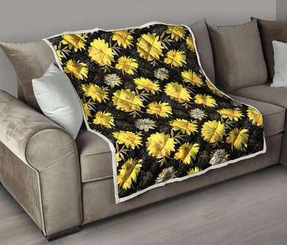 Gold And Yellow Floral Print Quilt