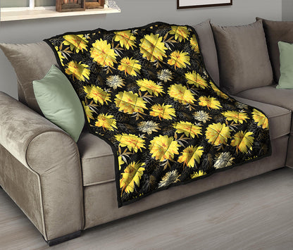 Gold And Yellow Floral Print Quilt