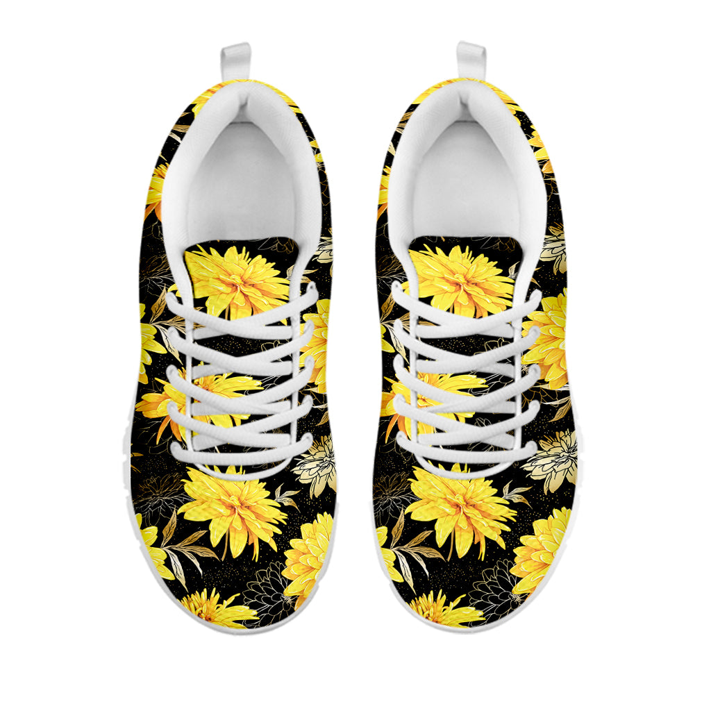 Gold And Yellow Floral Print White Sneakers
