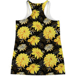 Gold And Yellow Floral Print Women's Racerback Tank Top