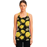Gold And Yellow Floral Print Women's Racerback Tank Top