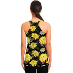 Gold And Yellow Floral Print Women's Racerback Tank Top