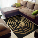 Gold Bagua Yin Yang Print Area Rug