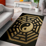 Gold Bagua Yin Yang Print Area Rug