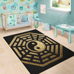 Gold Bagua Yin Yang Print Area Rug