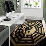 Gold Bagua Yin Yang Print Area Rug