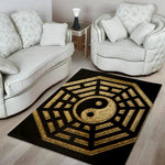 Gold Bagua Yin Yang Print Area Rug