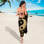 Gold Bagua Yin Yang Print Beach Sarong Wrap