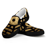 Gold Bagua Yin Yang Print Black Slip On Shoes