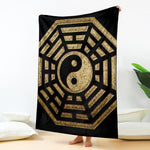 Gold Bagua Yin Yang Print Blanket