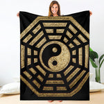 Gold Bagua Yin Yang Print Blanket