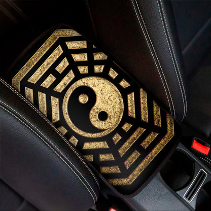 Gold Bagua Yin Yang Print Car Center Console Cover