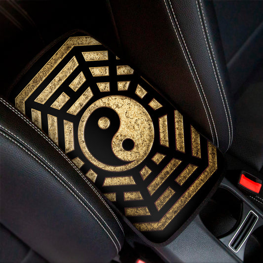 Gold Bagua Yin Yang Print Car Center Console Cover