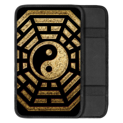 Gold Bagua Yin Yang Print Car Center Console Cover