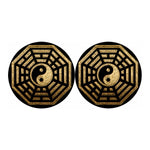 Gold Bagua Yin Yang Print Car Coasters