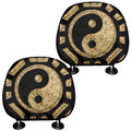 Gold Bagua Yin Yang Print Car Headrest Covers