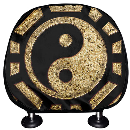 Gold Bagua Yin Yang Print Car Headrest Covers