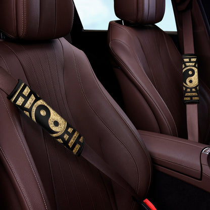 Gold Bagua Yin Yang Print Car Seat Belt Covers