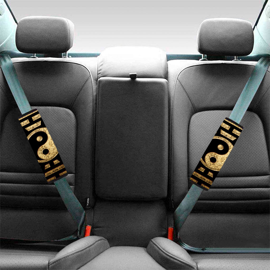 Gold Bagua Yin Yang Print Car Seat Belt Covers