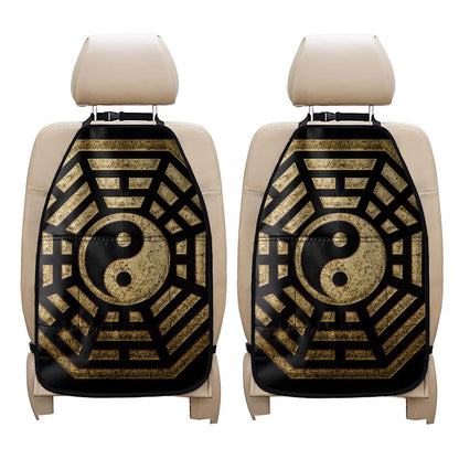 Gold Bagua Yin Yang Print Car Seat Organizers